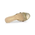 thumbnail image 4 of BLISSFUL STEP Women's Triple Strap Rhinestone Mules Open Toe Stiletto Heel Slide Sandals Gold 11, 4 of 8