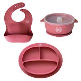 Love&Adore Feeding Set for Girls | Silicone Bib, Suction Plate and Bow