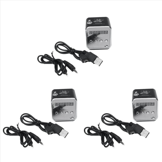 3X TD-V26 Receptor de Radio FM Portátil Digital Mini Altavoz LED Altavoz Inalámbrico Soporte para MP3 Tarjeta SD/TF Negro