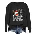 thumbnail image 1 of Wyzesi Chandail à Col Rond pour Femmes de Noël Surdimensionné Chandails à Manches Longues pour Femmes Imprimé Lettre Léger Chandails Amples Blouse Haut, 1 of 5