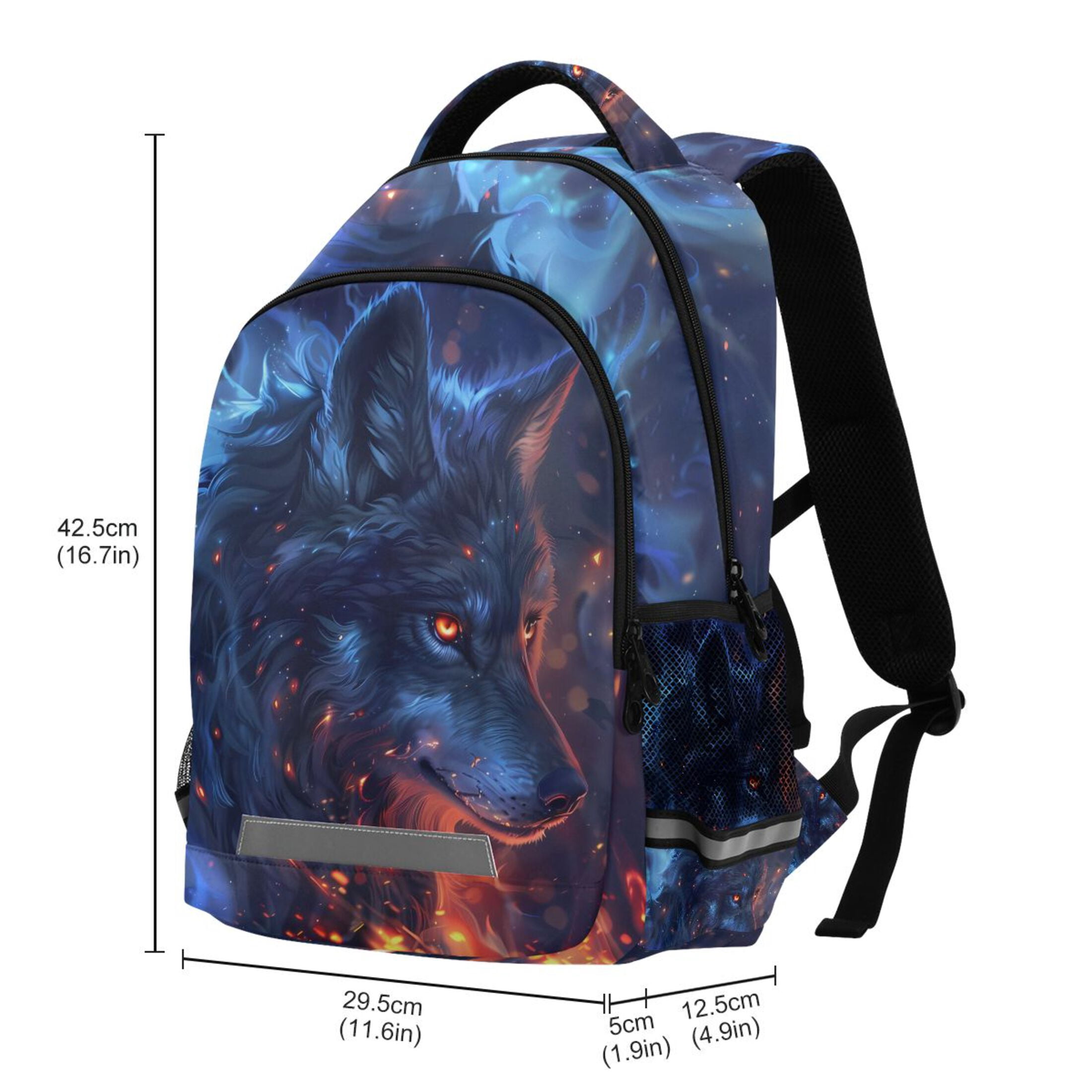 Doginthehole 3-Piece Student Backpack Set - Wolf Design, Includes Backpack, Lunch Bag & Pencil Case - View #8