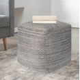 thumbnail image 3 of Pasargad Home 18"H Galaxy Bamboo silk & Wool Pouf Ottoman, Grey, 3 of 3