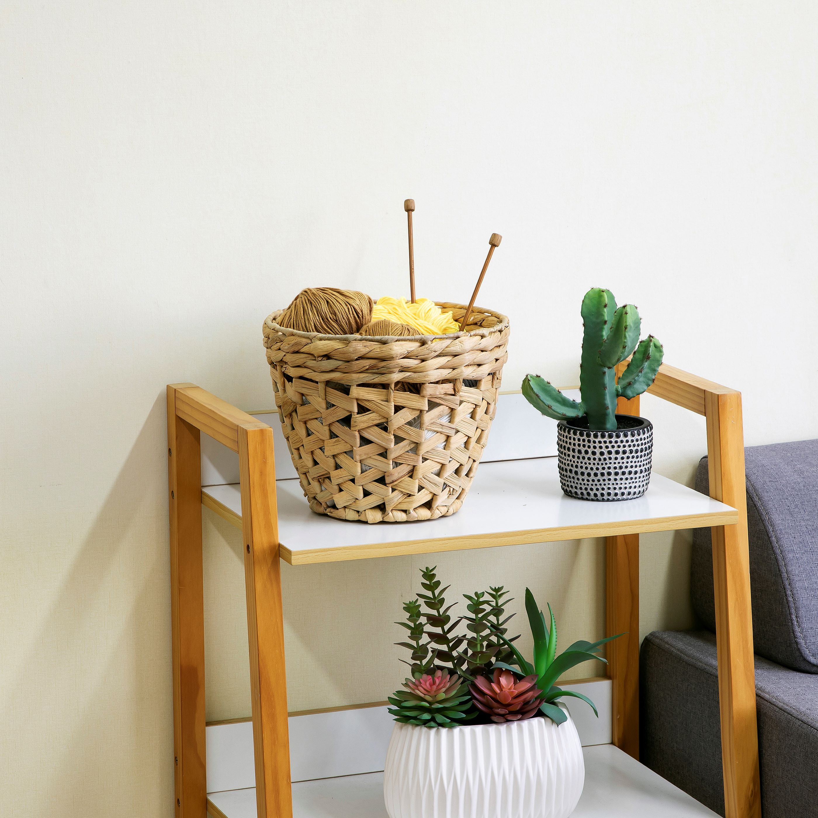 Homezone 7" Open-Weave Tapered Natural Water Hyacinth Basket