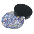 Flower art feature Print Coaster,Round Leather Coasters with Storage