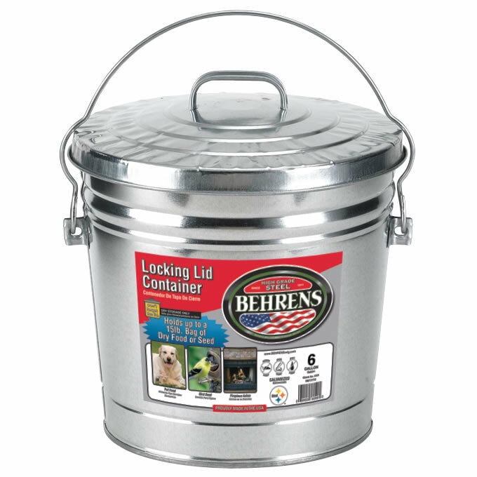 Behrens 6106 Galvanized Steel Locking Lid Can/Pail, 6 Gallon Walmart