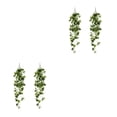 thumbnail image 3 of Yuarrent 2 plantas artificiales para colgar en la pared, elegantes hojas anchas de bajo mantenimiento para colgar en ratán. Type2 NO2, 3 of 6