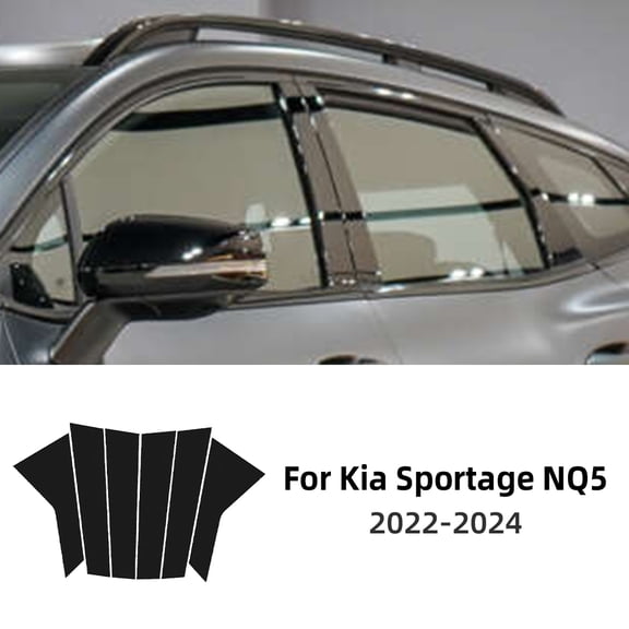 For KIA Sportage NQ5 2022 2023 2024 Glossy Black TPU Car Window Door Column Deal B C Pillar Post Cover Trim Sticker Transparent.