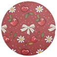 thumbnail image 3 of Ryvnso Red Cherry with Daisy Flower Round Plate Mats Dining Table Placemat Set of 4 for Holiday Decoration, 3 of 7