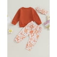 thumbnail image 4 of Suealasg Baby Girl Fall Outfits Set Clothes 6M 1T 2T 3T Infant Girl Long Sleeve Letters Sweatshirt Tops and Floral Pattern Pants 2Pcs Casual Autumn Clothing for Toddler Girl, 4 of 9