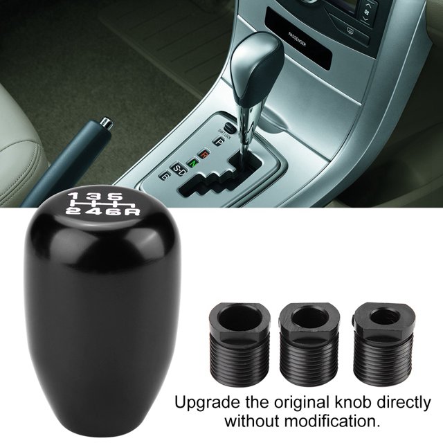 Perilla de cambio de marchas, Perilla manual de modificación universal del coche Palanca de cambio de marchas con 3 adaptadores Palanca de nivel de cambio de 6 velocidades(Negro) EOTVIA NO
