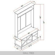 Castle Place Modern Hall Tree with Storage Cabinet, Light Oak