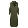 thumbnail image 4 of MITCOWBOY Sweat à Capuche pour Femmes Mode Longue Robe à Capuche Robe Sweat-Shirt Couleur Unie Manches Longues Décontractée Col Rond Robe Sweat-Shirt Preppy Vert 2TG Liquidation!, 4 of 8