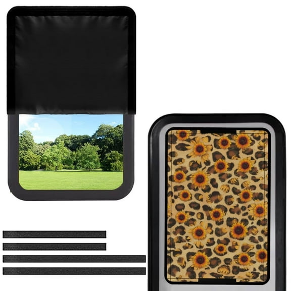 FUIALDOLG RV Door Window Shade Cover, Sun Blackout Fabric for UV Rays Protection for Camper Privacy Entrance, Sunflower Leopard Print (17.3x26 inch)