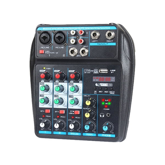 4-channel audio mixer, USB bidirectional transmission | Supports computer/karaoke/music production/live streaming