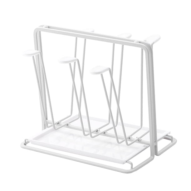 Escurridor de tazas, soporte para tazas, colgador dorado para vasos de mesa. Blanco