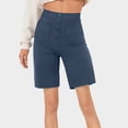 thumbnail image 2 of Gubotare Women's Pull-On Bermuda Short Drawstring Elastic Waist Shorts Summer Beach Shorts with Pockets,Blue M, 2 of 5