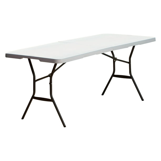Lifetime 6 Ft Fold In Half Table White, 6 Foot Fold In Half Adjustable Height Table