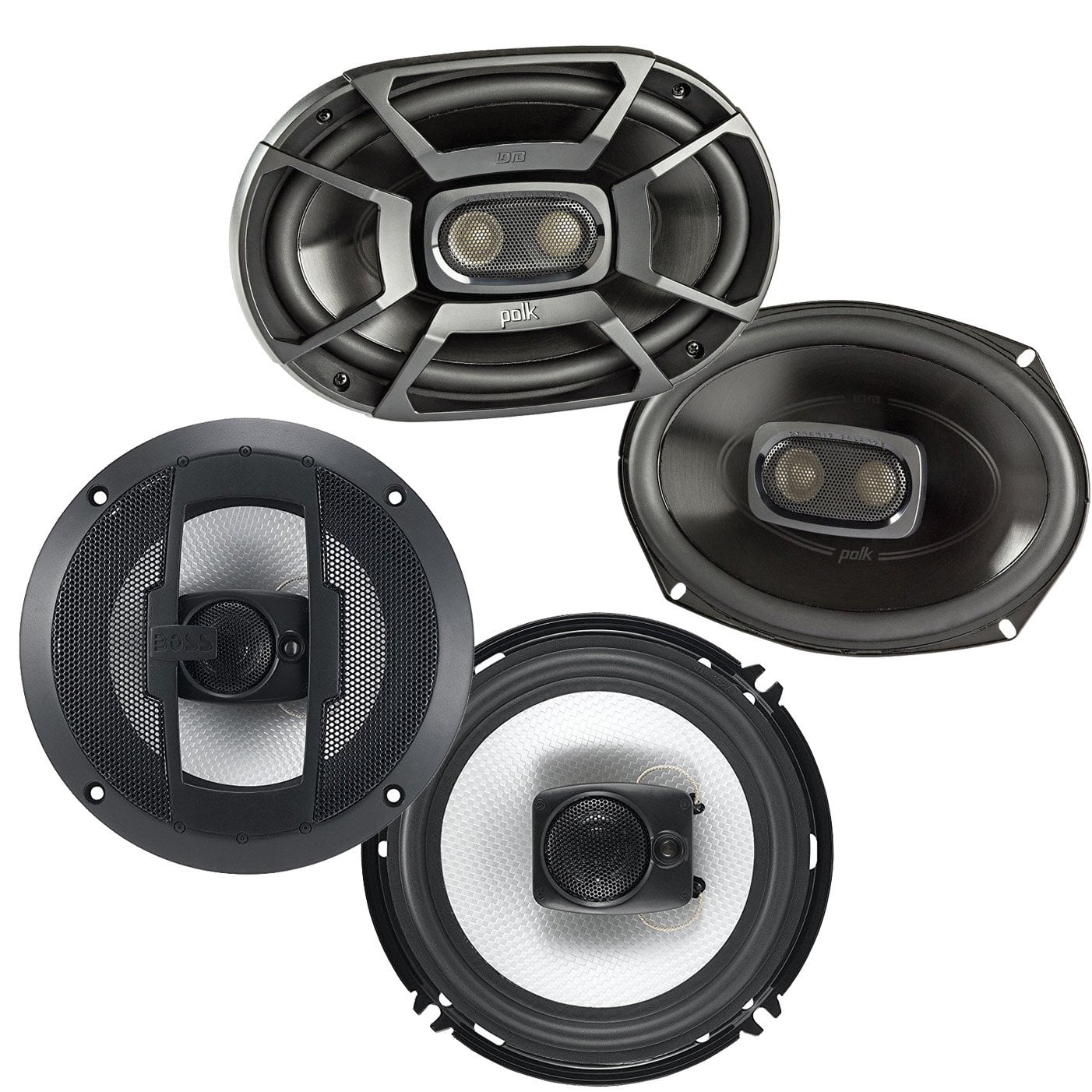Polk 6x9 Inch 450W 3 Way Marine Speakers + Boss 6.5 Inch 300W 3 Way Car