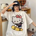 Sanrio Hello Kitty Print Tshirt Women's Anime T Shirt Short Sleeve ...