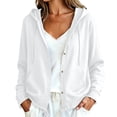 thumbnail image 2 of SYwaren Women's Casual Button Up Shirt Long Sleeve Hooded Loose Solid Color Tops Fashion Trendy, 2 of 8