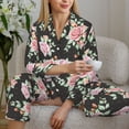 thumbnail image 6 of Lsque Rose Flowers Pattern Long Sleeve Pajama Set for Women - Soft 2-Piece Sleepwear and Loungewear Set with Pockets, Comfy Nightwear-Large, 6 of 7