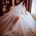 thumbnail image 3 of Monyance long bridal veil White Lace Cathedral Bridal Veil with Comb - Long Wedding Veil for Women(118.11X2.76X0.39Inches), 3 of 10