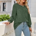 thumbnail image 3 of Blusa elegante de manga larga con hombros abullonados y cuello redondo, color verde, para fiestas, trabajo y escuela, XXL, 3 of 8