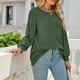 thumbnail image 3 of Blusa verde con cuello redondo y mangas abullonadas para oficina, fiesta y escuela, manga larga y suelta, 3 of 8