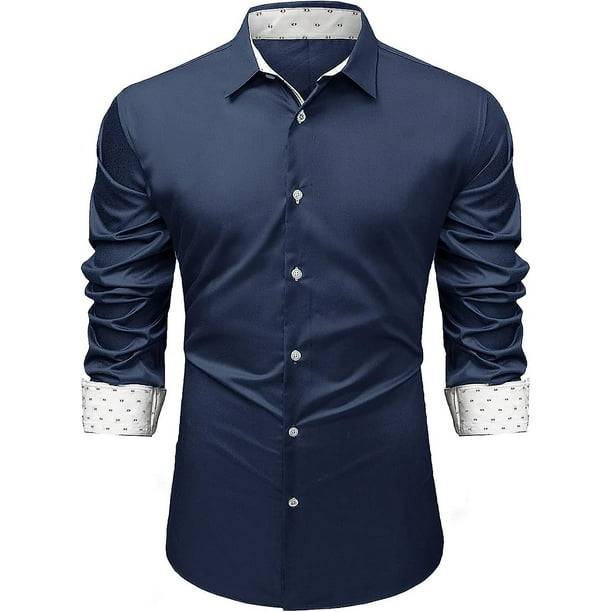 Navy blue dress shirt walmart cheap