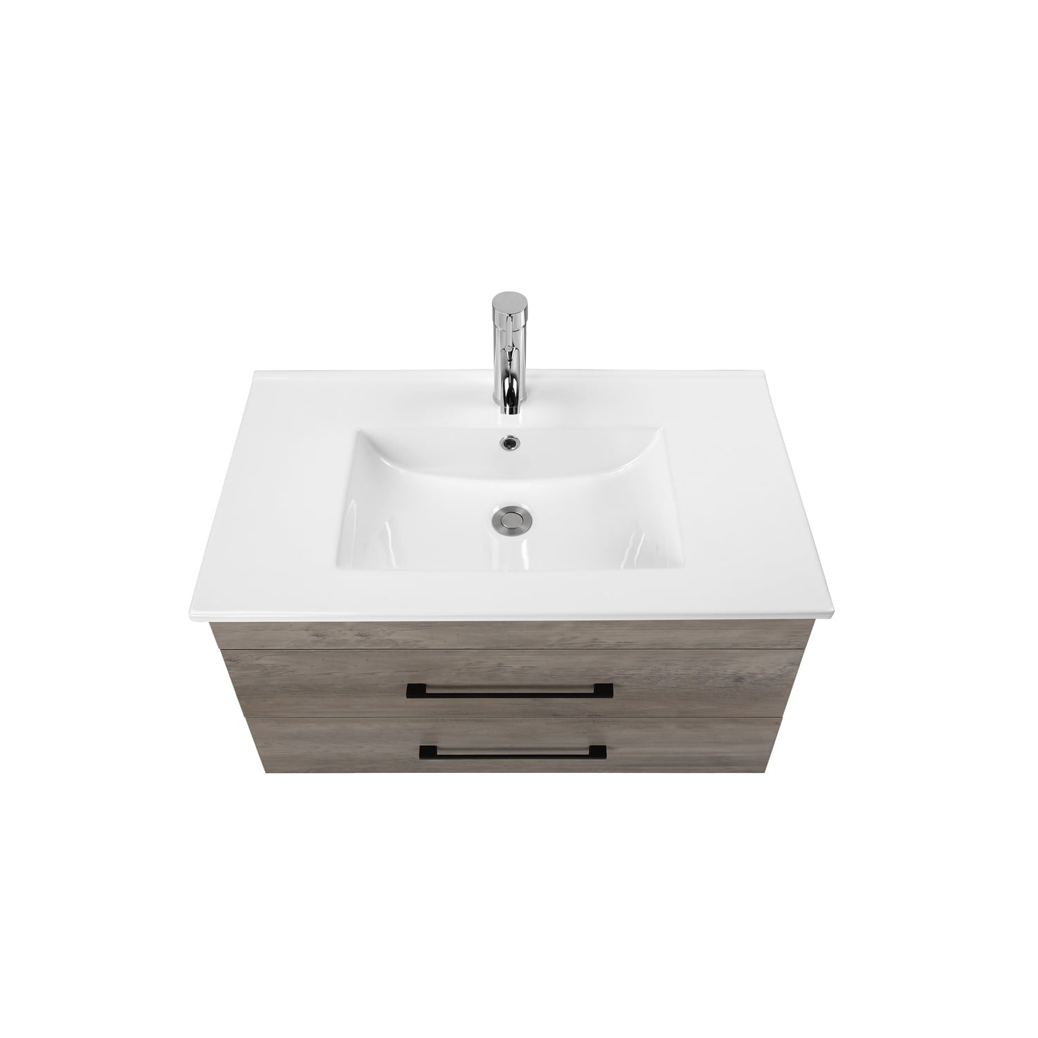 Hommoo 32" Wall-Mounted Bathroom Vanity with Double Drawers, Sink & Mirror, Floating Bathroom Vanity, Gray
