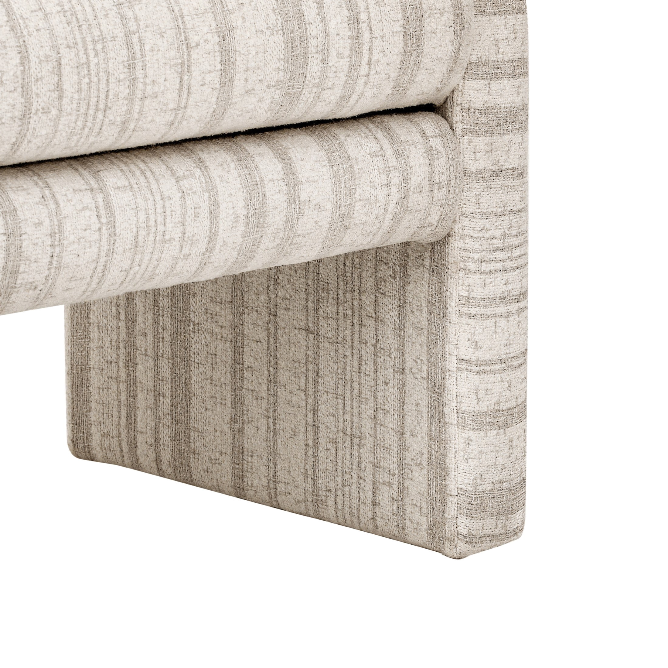 Christopher Knight Home 62" Striped Upholstered Ottoman Bench, Modern Wraparound Frame, Beige