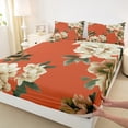 thumbnail image 4 of Feelyou Vintage Orange Floral Twin Sheet Sets, Western Rustic Flower Twin Fitted Sheet, French Fashion Style Flat Sheet, Super Cozy Room Decor, 3pcs, 4 of 8