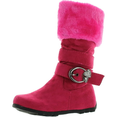 

New Girls Slouch Comf Tall Midcalf Suede Winter Boots Shoes H.Pink C01 8