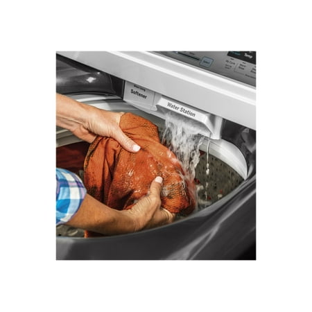 GE - 5 Cu. Ft. High-Efficiency Top Load Washer - White On White With Silver Backsplash