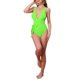 thumbnail image 2 of INSPIRAR CHIC Traje de baño de una pieza con escote en V profundo, cruce en la espalda y cordones, control de abdomen, corte alto, color verde fluorescente medio, 2 of 5