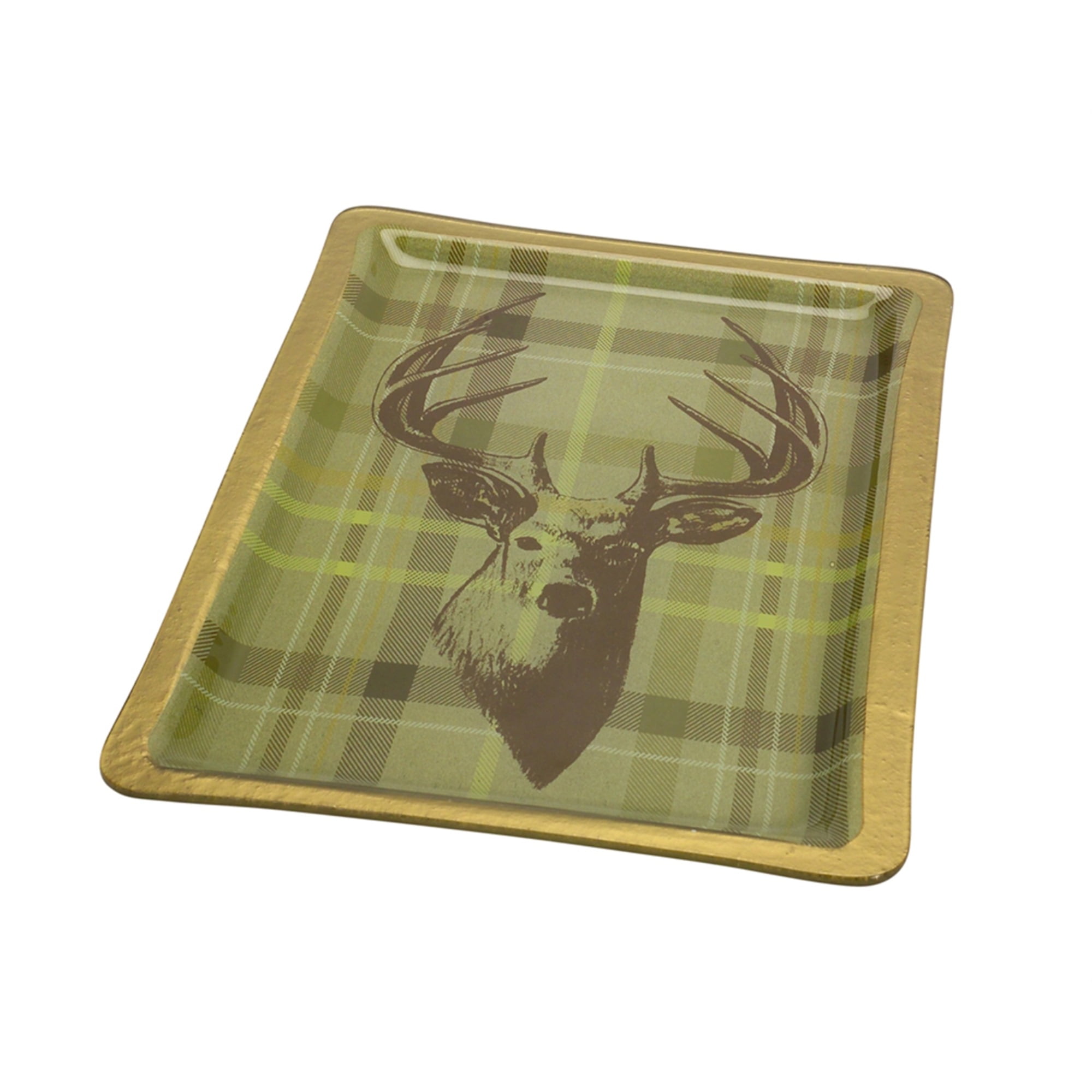 Platter w/Deer 12"Lx16.75"w Glass