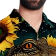 thumbnail image 5 of Crocodile Starry Sky Sunflower Men's Casual Printed Button Down Short Sleeve Spread Collar Beach Shirts for Summer, Unisex, 5 of 6