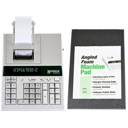 Monroe 2020PlusX 12-Digit Medium-Duty Color Printing Calculator/Adding Machine With Foam Elevation Wedge