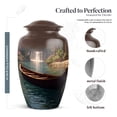 thumbnail image 2 of MUKTIVE Boat Memorial Urn for Human Ashes Adult Women for Funeral, Brown Burial Urns for Mom & Dad, Large Decorative Urn for Ashes for Male, Human Cremains Container, 10 Inch, 2 of 7