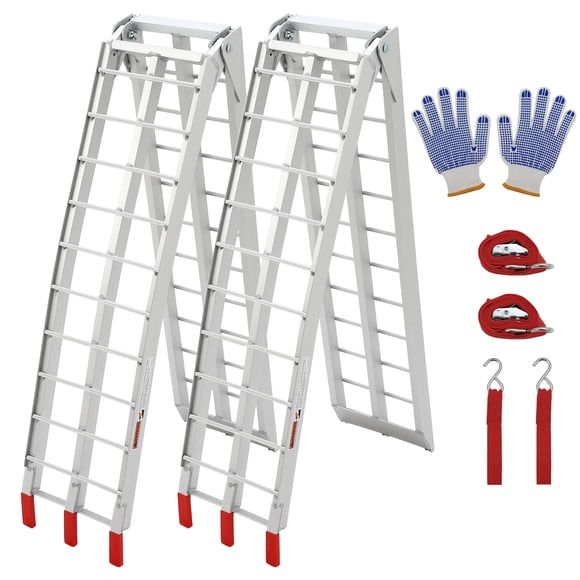 Rampa de Aluminio Plegable de 7.5 Pies – 340 kg – Portátil – Camioneta, ATV, Silla de Ruedas – Peldaños y Puntas de Goma