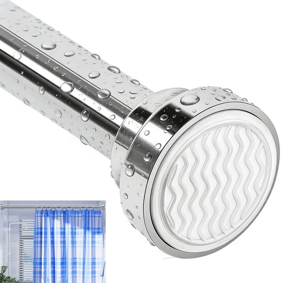 Tension Shower Curtain Rod 27-76 Inch, Adjustable Stainless Steel Spring Tension Rod, No Drilling Non-Slip Heavy Duty Bar for Bathroom, Bathtub, Window & Closet