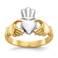 thumbnail image 1 of Real 14kt Polished and Rhodium Claddagh Ring Size: 6; for Adults and Teens; for Women and Men, 1 of 5