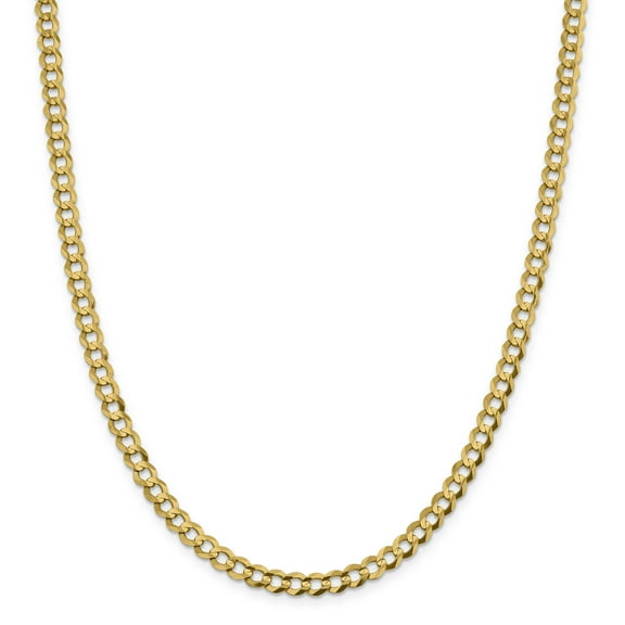 Primal Gold 14 Karat Yellow Gold 5.9mm Solid Polished Light Flat Cuban Chain