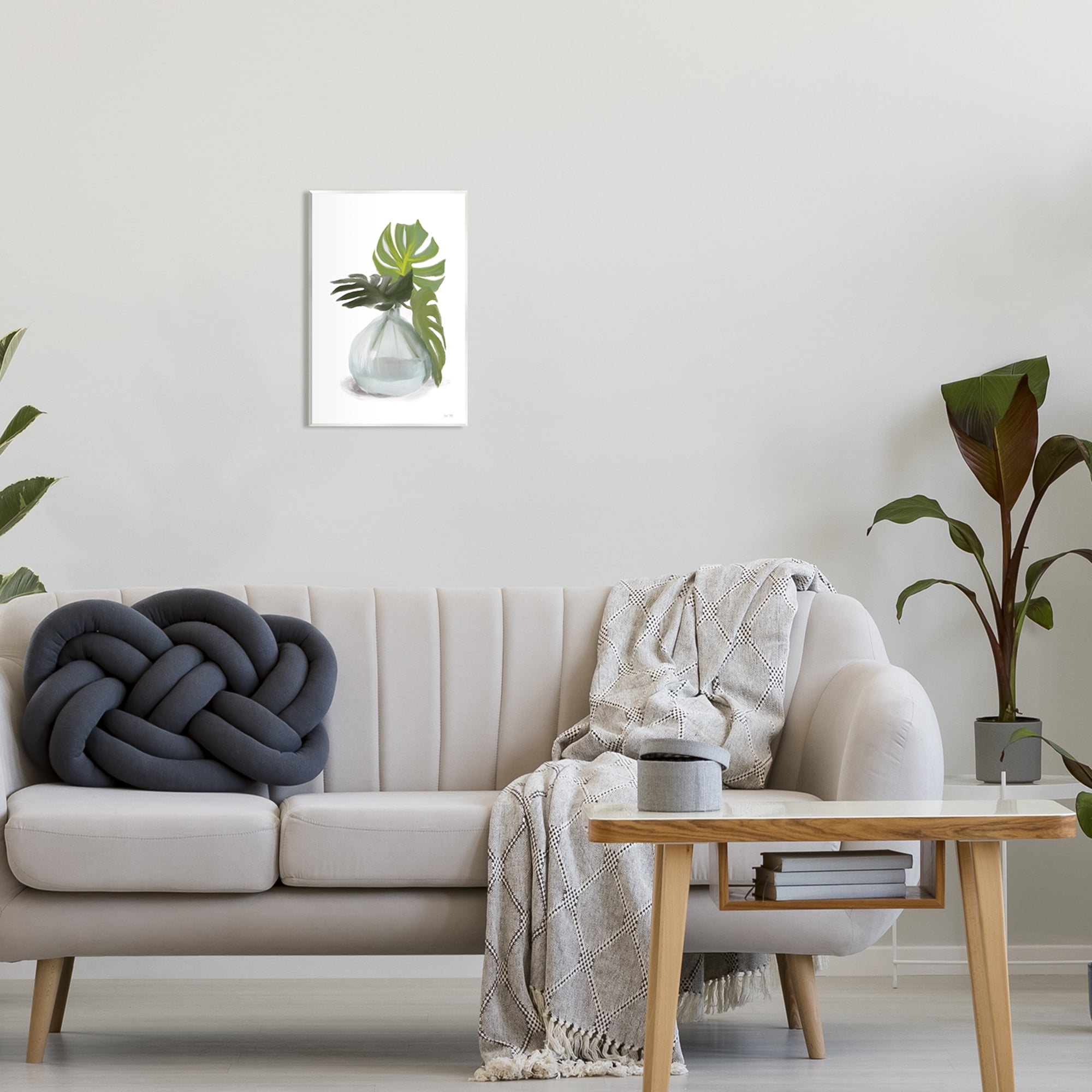 Stupell Monstera Leaf Sprigs Jar Botanical & Floral Painting Wall Plaque Unframed Art Print Wall Art
