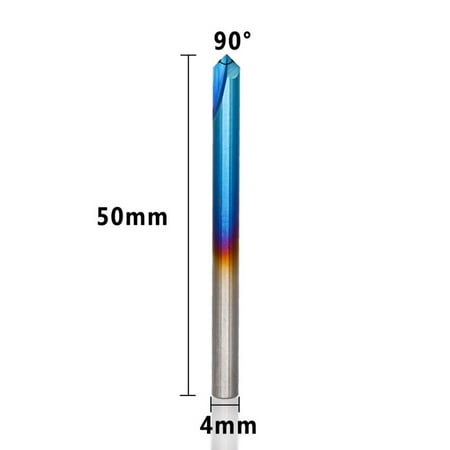 

OOKWE 90 Degree 2 Flute Blue Coating Tungsten Steel Router Bit Chamfer End Mill