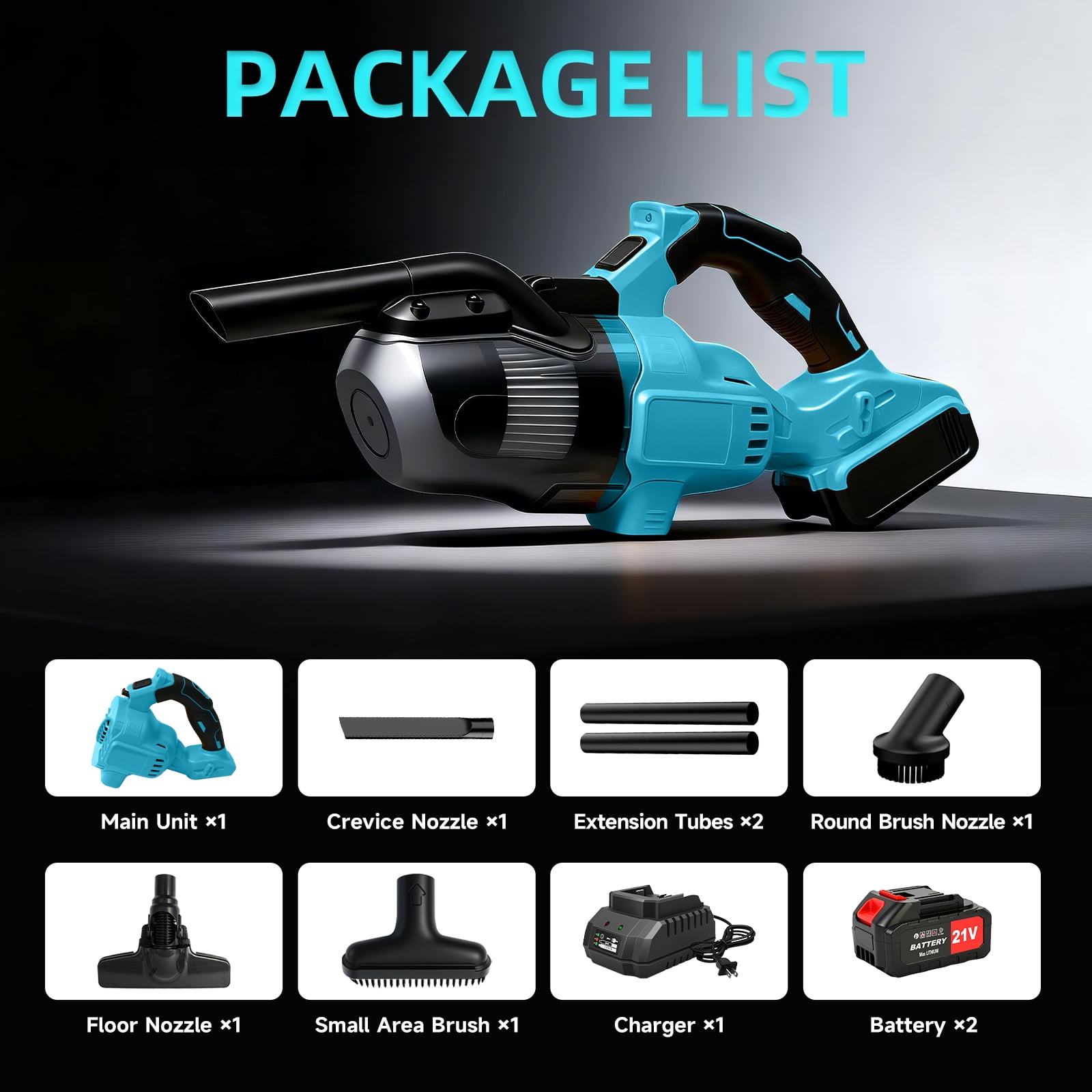 Cordless Vacuum Cleaner for Makita 18V Battery, 5-in-1 handheld vacuum with 4.0Ah Battery and Charger for Car Floor Carpet, Blue