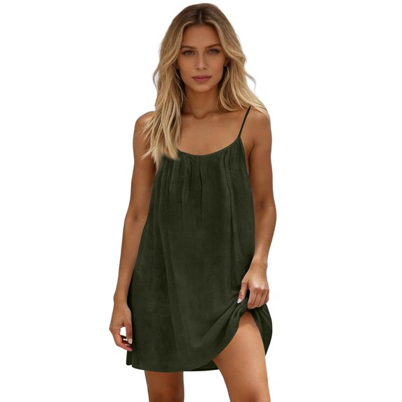 Backless Cami Dress for Women Mini Sleeveless Spaghetti Strap Cami Lounge Dress Summer Above Knee Dress XL