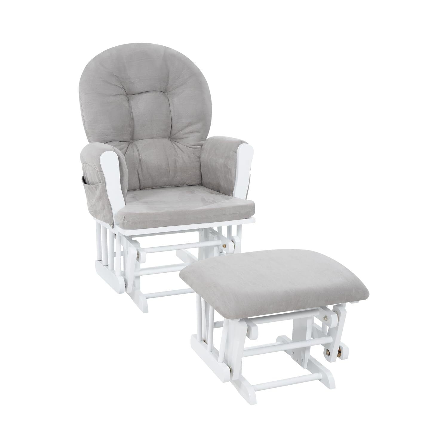 Brisbane Nursery Glider & Ottoman Set - Reclining Glider Rocker Chair for Breastfeeding, Maternity, & Comfort, White,Gray-Cushion Color:Gray,Finish:White
