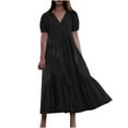 thumbnail image 2 of Lenago Robe d'Été Grande Taille pour Femmes Mode Col en V Manches Courtes Ample Mi-Mollet Robe Longue Robe de Soirée Plage en Liquidation, 2 of 8