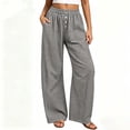 thumbnail image 5 of hoksml Women's Gingham Wide Leg Pants Elastic High Waist Button Front Pleated Lounge Trousers with Pockets for Vacation and Daily Casual, 5 of 8